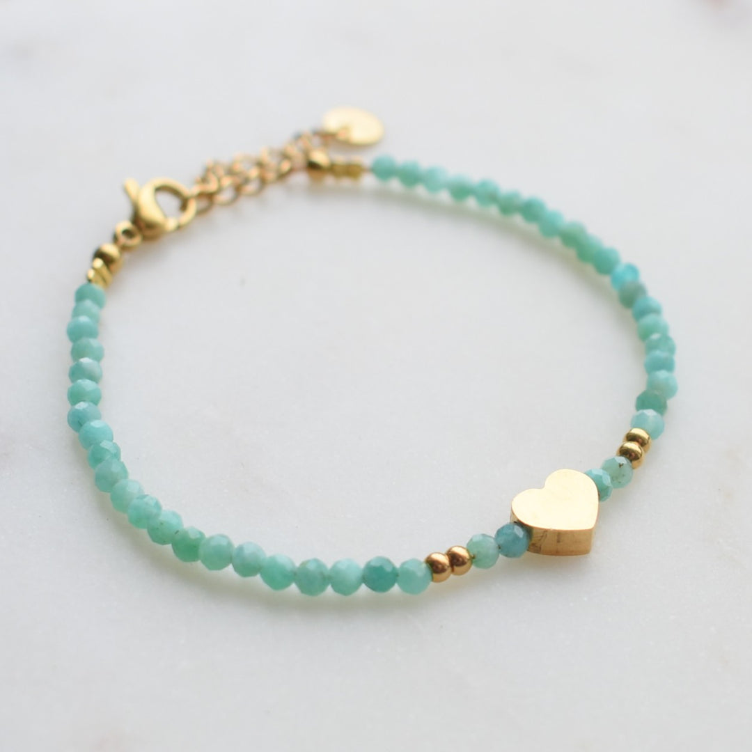 Armbandje hartje en amazoniet steentjes