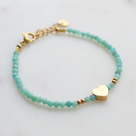 Armbandje hartje en amazoniet steentjes
