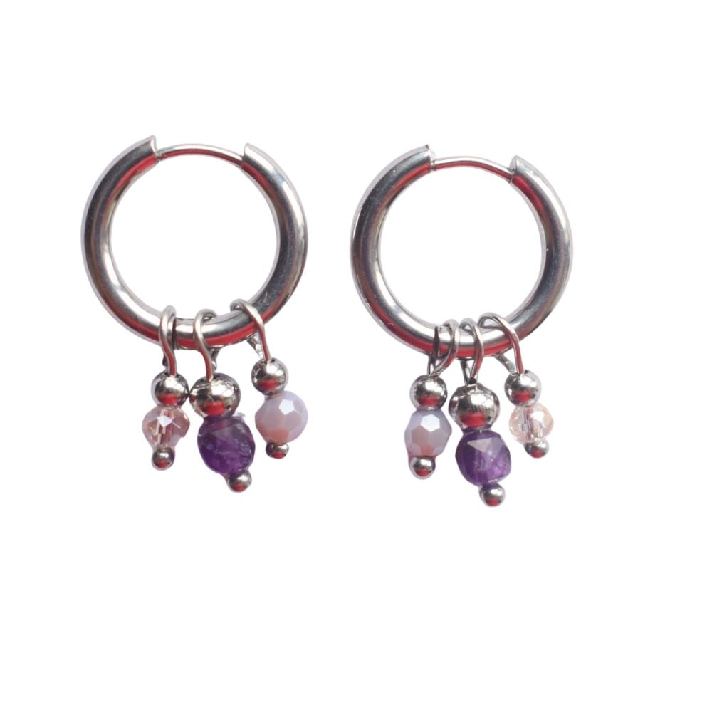 Oorbellen zilver met amethist stenen