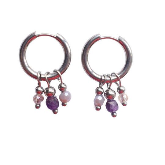 Oorbellen zilver met amethist stenen