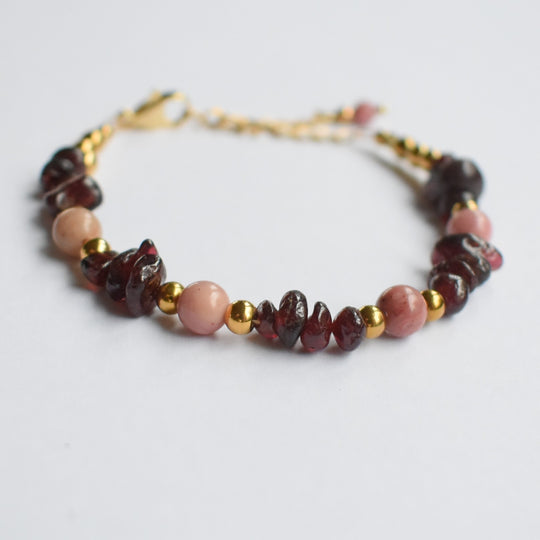 Armband bordeaux rood en roze