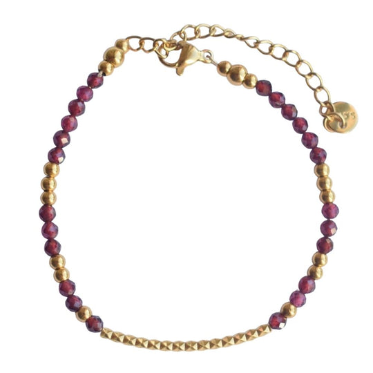 Bordeaux rode armband met edelsteen granaat goud