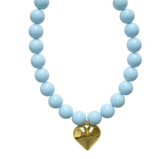 Kralen ketting blauw grote kralen