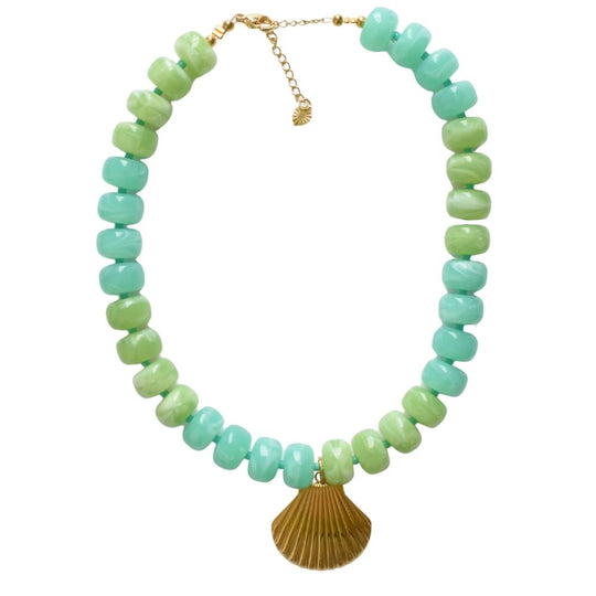 Grote kralen ketting met schelp