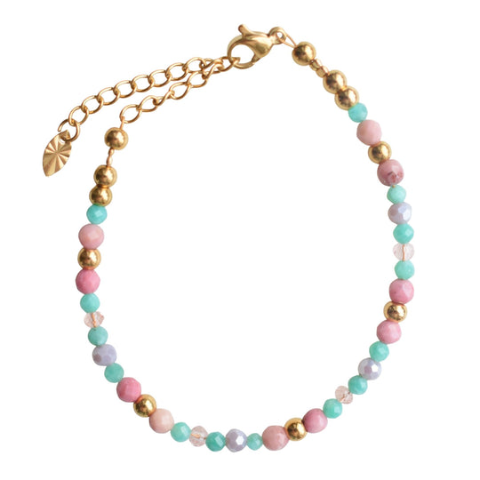 Armbanden set stainless steel amazoniet rhodoniet