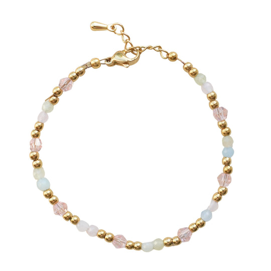 Armbandje morganiet edelstenen pastelkleuren goud