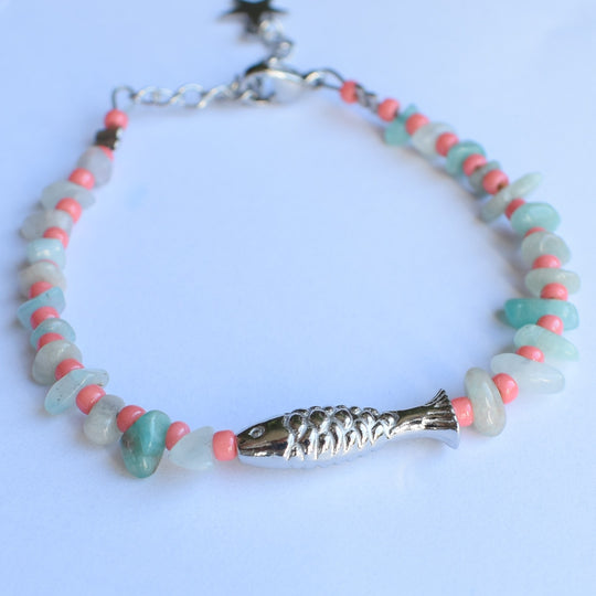 Armbandje visje amazoniet stenen zilver