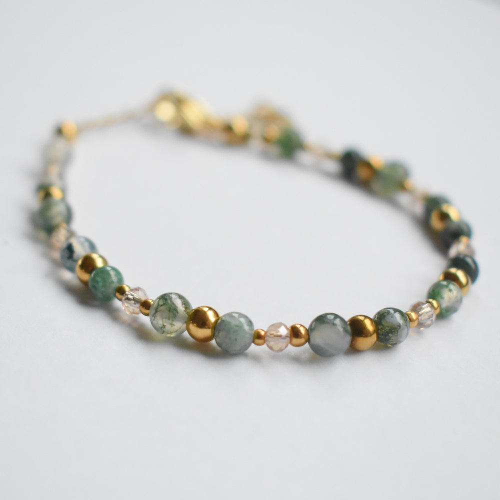 Armbandje groene edelstenen mosagaat