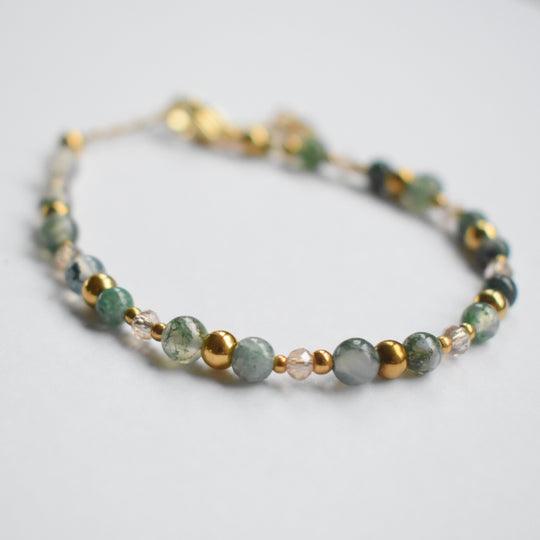 Armbandje groene edelstenen mosagaat