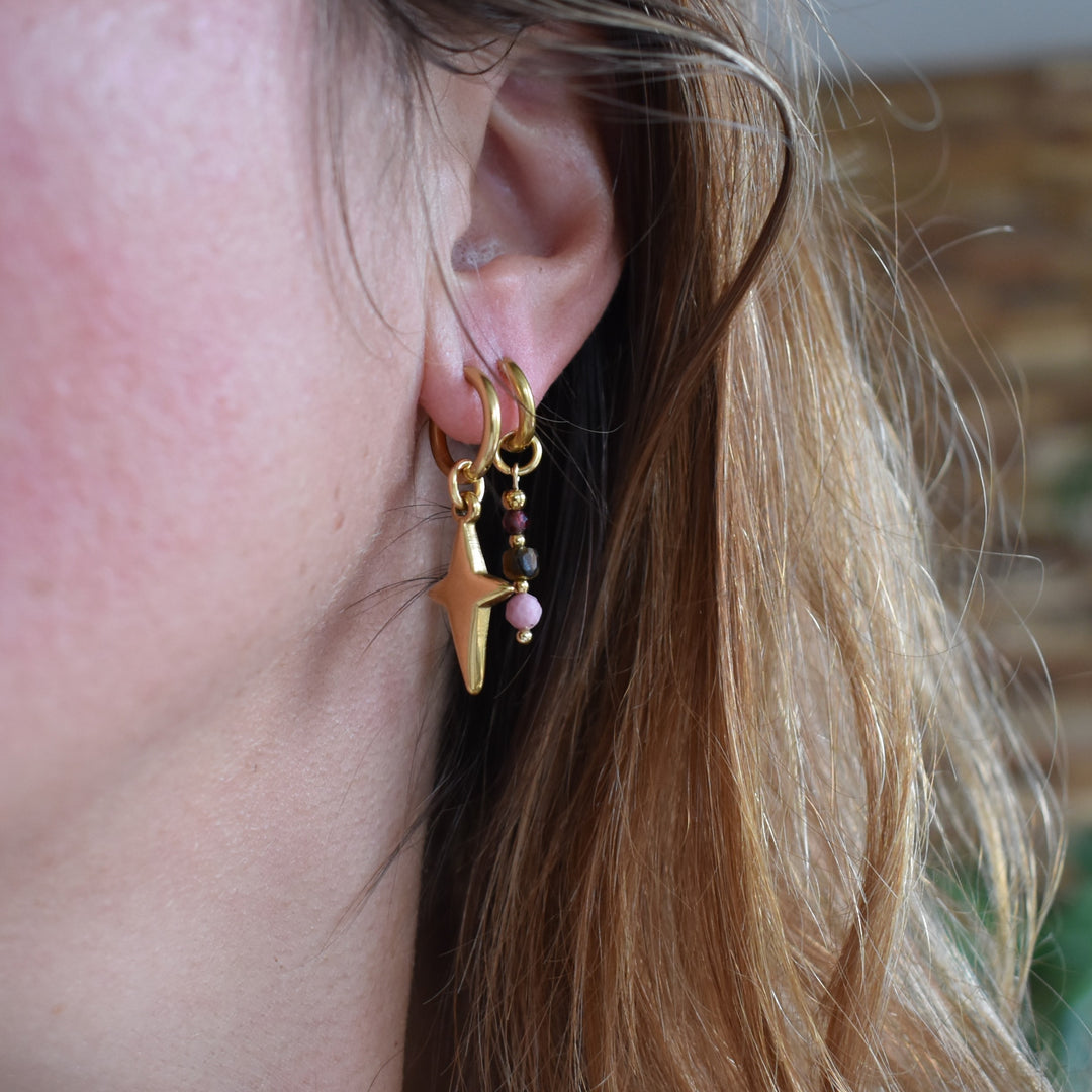 Oorbellen bordeaux rood en roze
