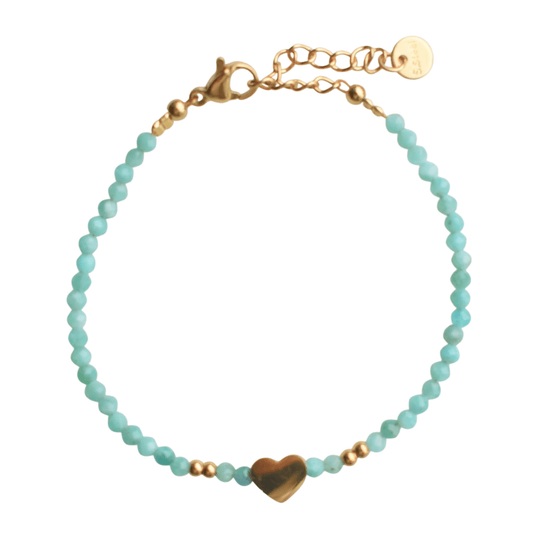 Armbandje hartje en amazoniet steentjes