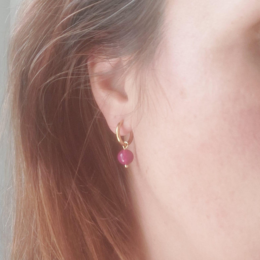 Oorbellen roze agaat goud
