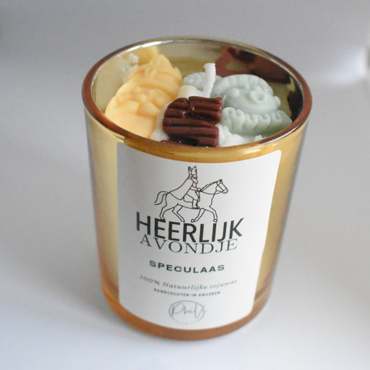 handgemaakte geurkaars speculaas | heerlijk avondje in goud