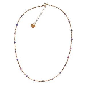 Ketting 45 cm goud met edelstenen