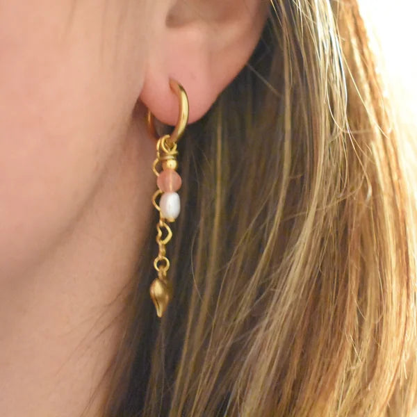 Oorbellen hartjes en hangertjes rozenkwarts