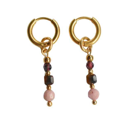 Oorbellen bordeaux rood en roze
