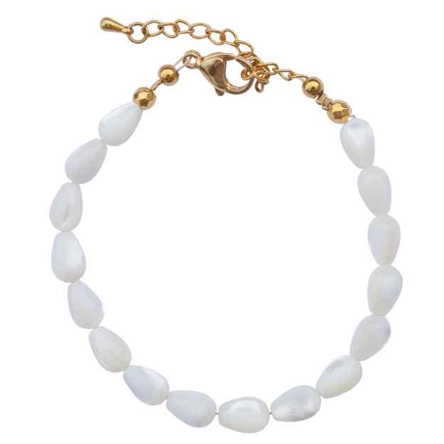 Armbandje schelp kralen goud