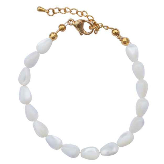 Armbandje schelp kralen goud