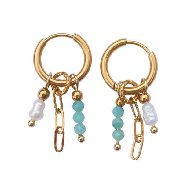 Oorbellen met hangertjes blauw