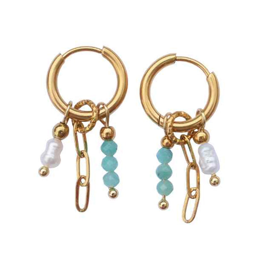 Oorbellen met hangertjes blauw